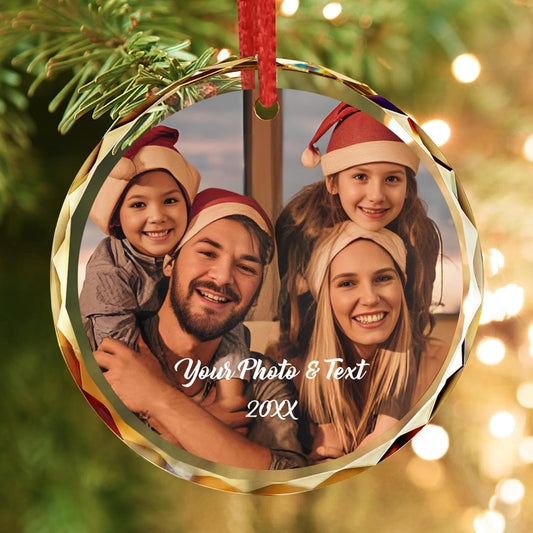 Personalized Crystal Christmas Ornaments with Photo,Custom Christmas Ornament,Wedding Gifts for Couples,Bridal Shower Gifts for Bride