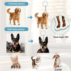Custom Acrylic Dog Cat Keychain with Photo Personalized Pet Memorial Key chain Customized Keychains Gifts for Pet Lovers