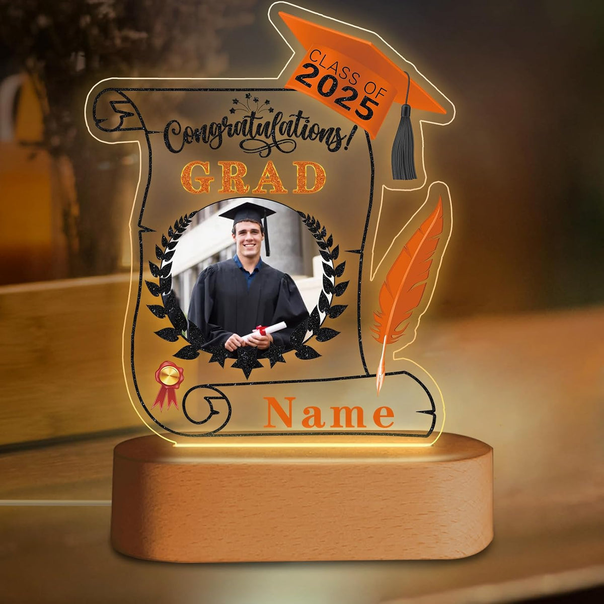 Custom Graduation Gift Night Light with Photo Personalized Acrylic LED Light Congrats Grad Gift Class of 2025