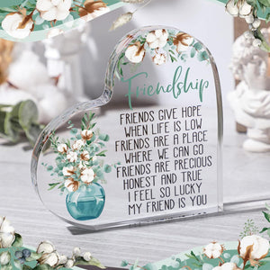 Gift for Friend Friendship Women Friend Friendship Birthday Cheer up Gift Acrylic Heart Butterfly Keepsake Paperweight for Home Office Table Shelf