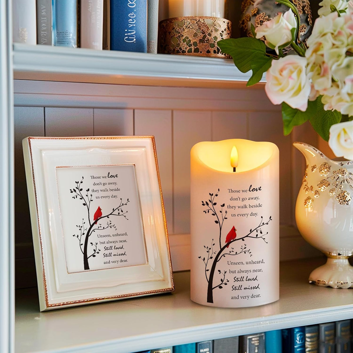 Memorial Candle, Real Wax LED Light with Remote Sympathy Gifts for Loss of Loved One, Mother, Father - Remembrance Gift