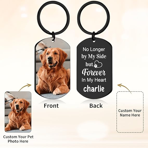 Personalized Pet Photo Keychain - Custom Memorial Keepsake for Pet Loss Remembrance Memorial Dog Cat Dog Mom Dog Dad Gift