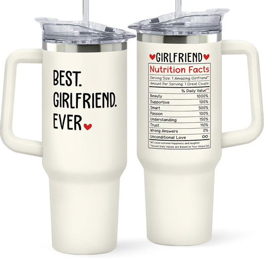 Gifts for Girlfriend - Girlfriend Gifts for Women - Anniversary, Valentines, Birthday, Christmas Gift for Her - Romantic Love Gift Ideas for Couple - 40 Oz Stainless Steel Tumbler with Lid