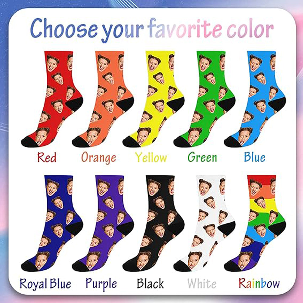Custom Face Socks with Photo Novelty Crew Socks, Personalized Red Hearts Unisex Crew Sock Gifts for Men Women