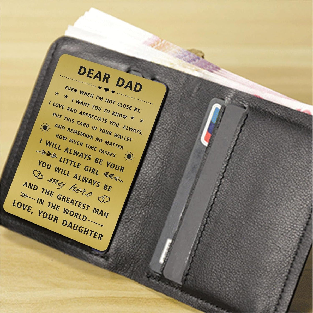 Dad Father Day Gifts from Daughter, Happy Birthday Wallet Card for My Daddy, Personalized Long Distance Hero Dad Gifts, I love You Father Present Men, Easter