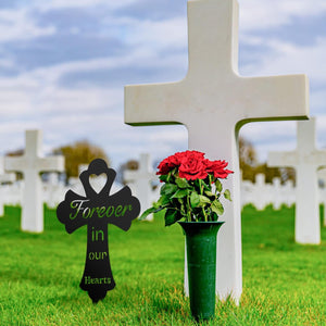 Grave Cross Markers for Cemetery Memorial Gift Memorial Stakes I Have an Angle in Heaven Sympathy Graves Stakes for Garden(Forever in Our Hearts)