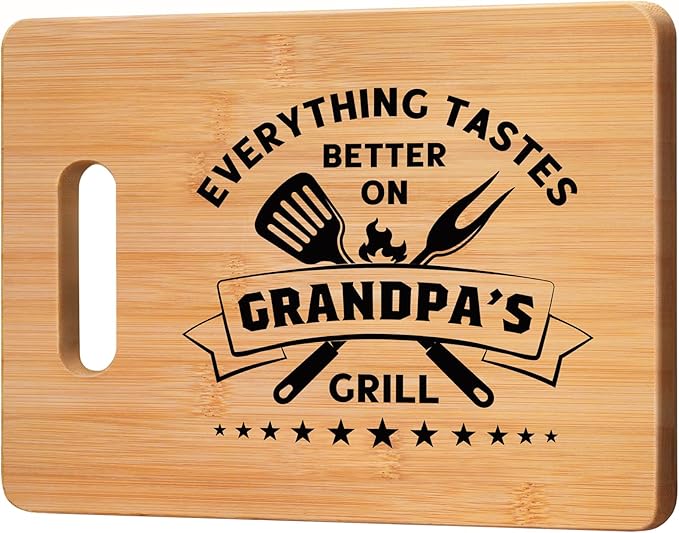 Grandpa Fathers Day Gift, Grandpa Gifts from Grandkids, Bamboo Cutting Board, Cool Fathers Day Christmas Birthday Present for Grandfather Papa