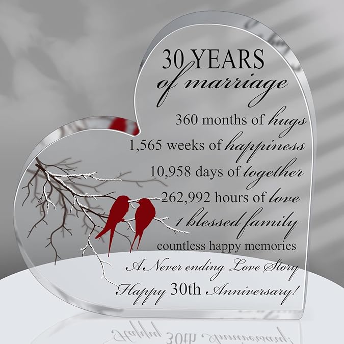 Years of Marriage Gift Wedding Anniversary Heart Marriage Keepsake Decoration Gift for Couple Parent Women Mom Husband Wife