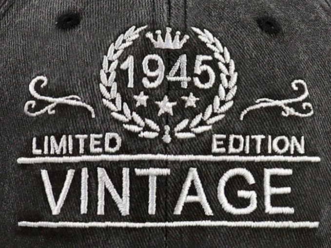 Custom 80th Birthday Gift Vintage 30th 40th 50th 60th 70th 80th 90th Hats for Men Women, Adjustable Embroidered Birthday Baseball Cap