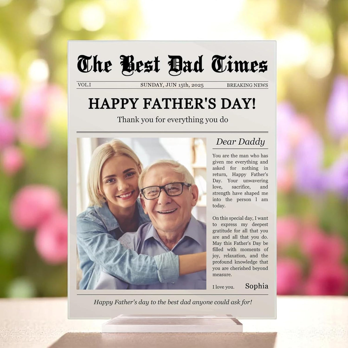 Customized Photo Acrylic Plaque -The Best Dad Times - Gift For Father's Day, Birthday, Loving Gift For Dad, Happy Father's Day Photo Acrylic Plaque