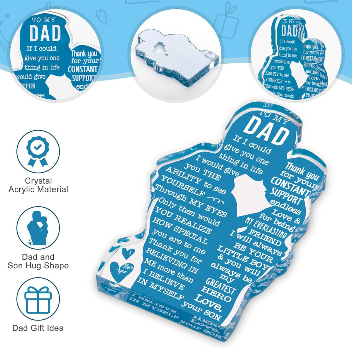 Dad Birthday Gifts from Son Christmas Gifts for Dad Unique Birthday Present Ideas for Father Daddy New Dad Best Dad Ever Gifts Father's Day Gifts Dad Acrylic Plaque Sign