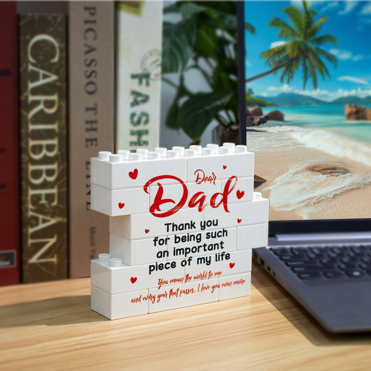 Fathers Day Dad Gifts from Daughter Son Kids, First Fathers Day Card for New Dad Daddy Birthday Present, Best Dad Ever Gift, Present for Bonus Dad Step Dad Father in Law, Desk Decoration Plaque Sign