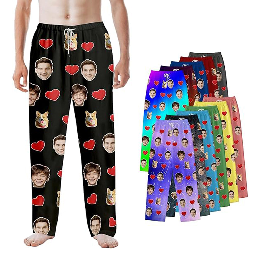 Custom Pajama Pants with Photo for Men Women Personalized Face PJs with Pet, Funny Custom Gift for Christmas