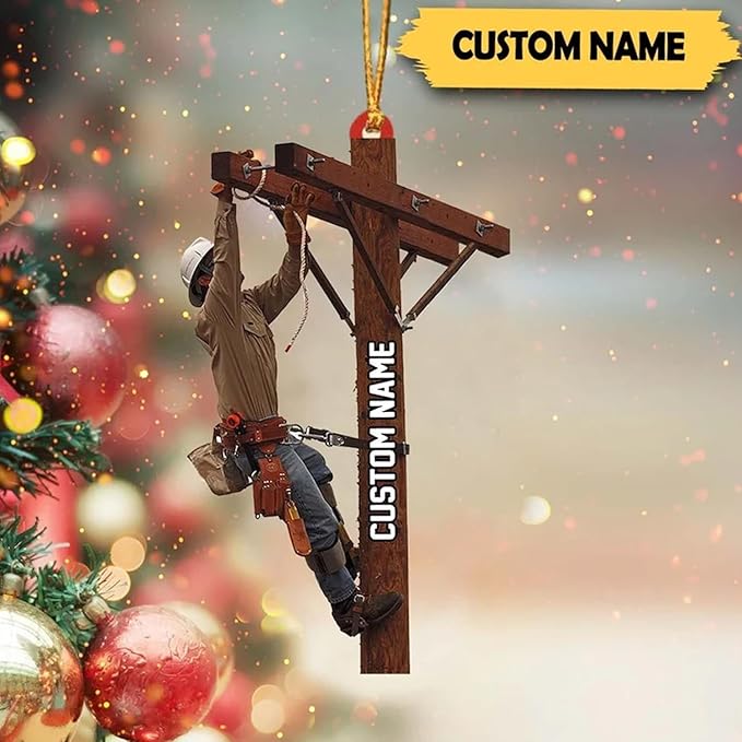Personalized Lineman Ornament Custom Lineman Ornaments Line Man Christmas Ornaments Gifts for Lineman Ornament Lineman Christmas Hanging Ornament Lineman Gift