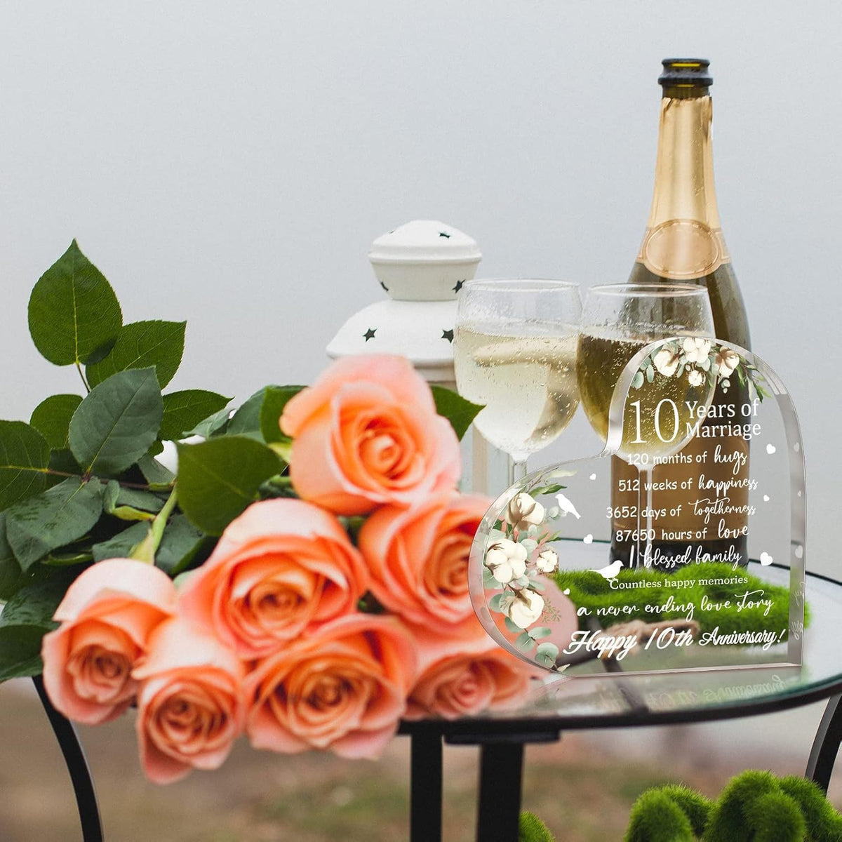 Wedding Gift for Her Years of Marriage Gift Happy Anniversary Present for Woman Acrylic Heart Marriage Keepsake for Wife Husband Girlfriend Boyfriend