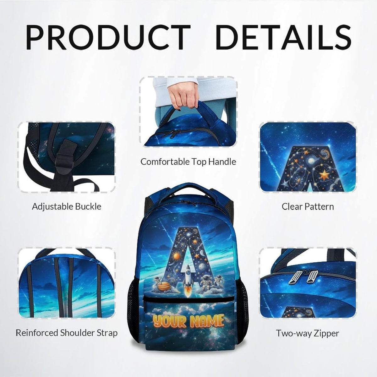 Boys Backpack - Personalized Planet Backpacks with Name/Initials - Custom Bookbag for Kids Toddler - Back to School Gifts for Son - Cool School Bag for Kindergarten/Preschool/Elementary