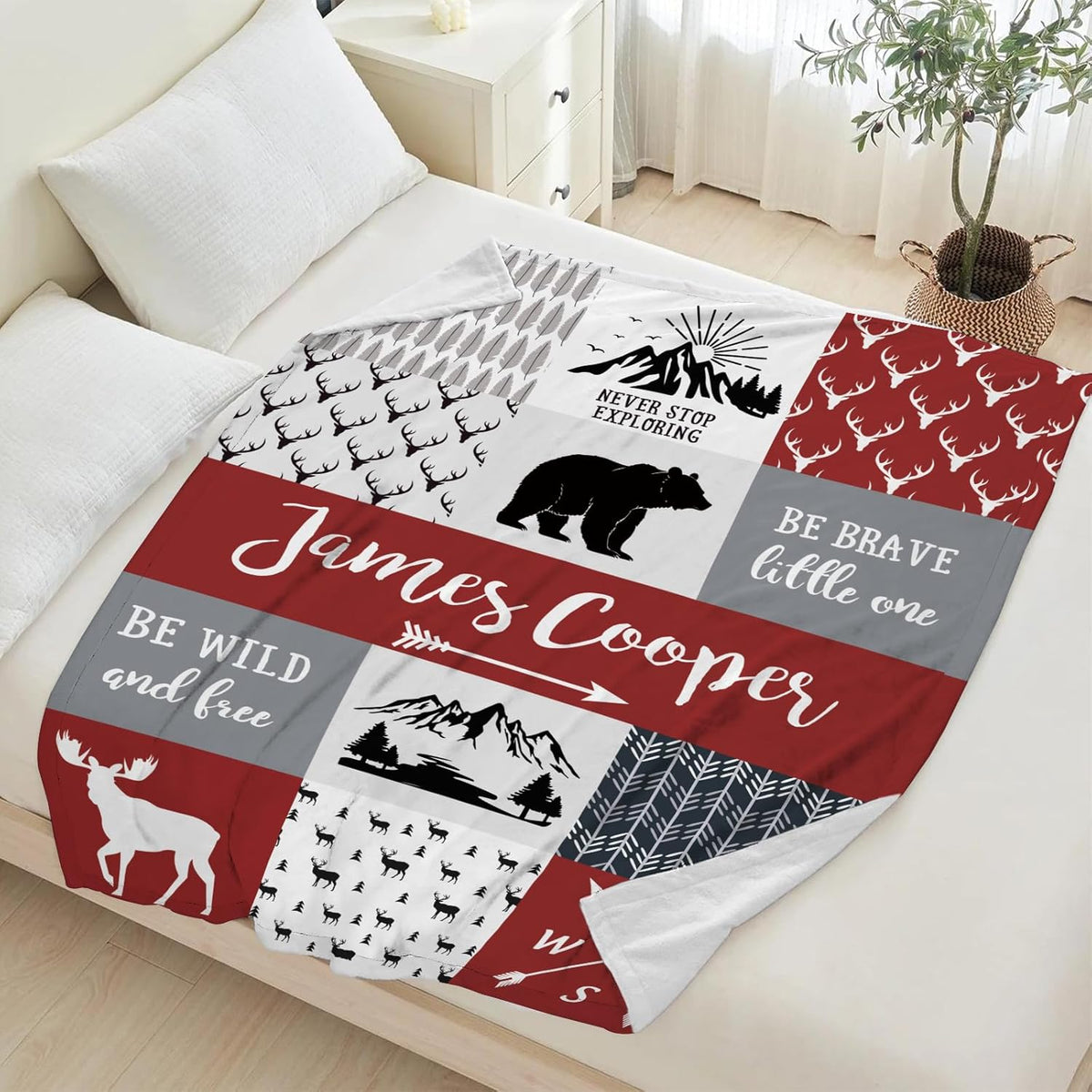 Personalized Baby Blankets for Boys Girls, Custom Flannel Blanket with Name Customized Christmas Birthday Gifts for Kids Teens