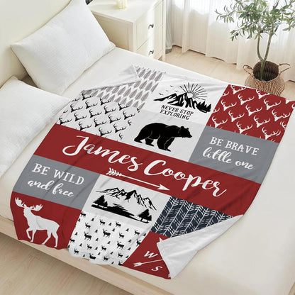 Personalized Baby Blankets for Boys Girls, Custom Flannel Blanket with Name Customized Christmas Birthday Gifts for Kids Teens