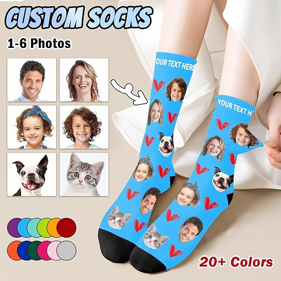 Custom Face Socks, Personalized Socks with Photo Custom Socks with Faces Christmas Socks Christmas Gift For Family