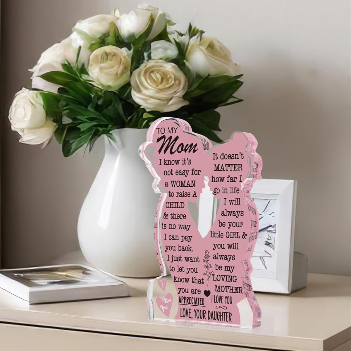 Mom Gifts from Daughter Gift for Mom, Mom Birthday Ideas Gift Cool Mother's Day Gifts from Daughter Best Mom Ever Gifts New Mom Single Mom Christmas 2025 Acrylic Plaque Sign