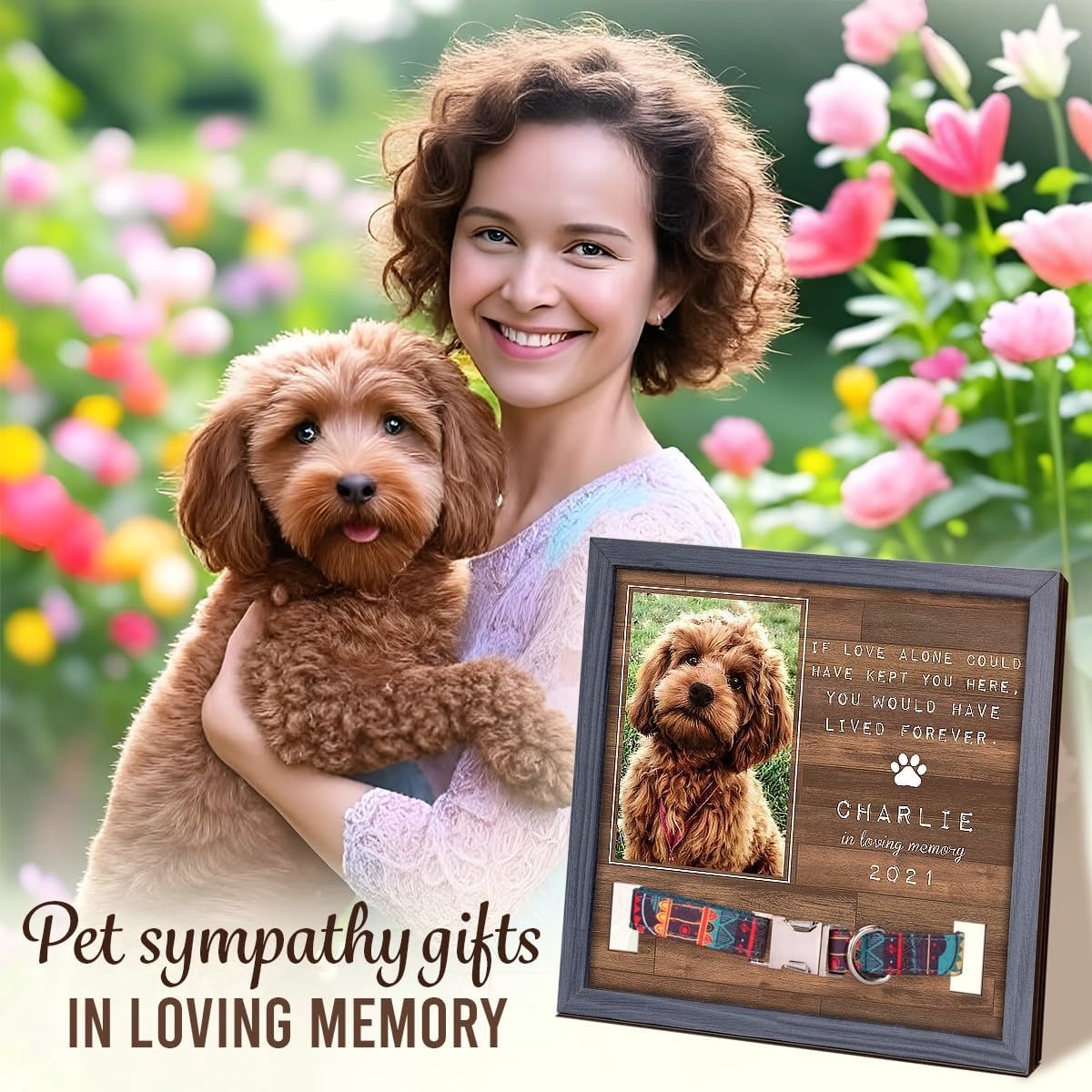 Custom Photo Pet Loss Sign, Collar Frame, Personalized Pet Memorial Sympathy Gifts For Dogs, Cats, Loss Of Dog, Dog Memorial Picture Frame, Pet Loss Sympathy Gift, Pet Loss Gifts