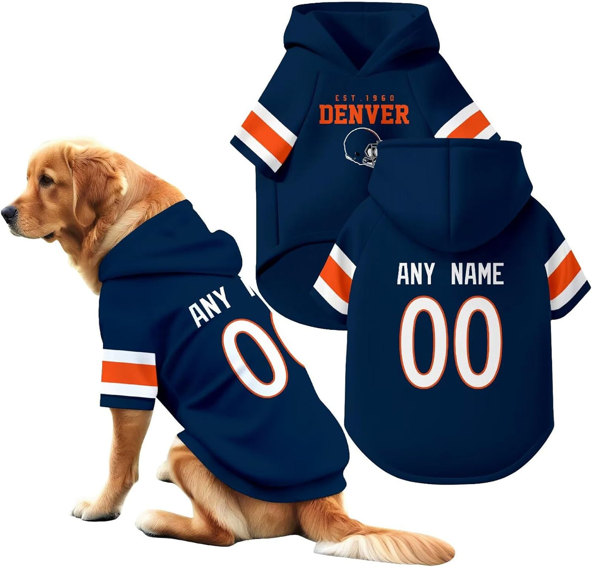 Denver Dog Hoodie T-Shirt Pet Clothes Jersey Custom Name and Number Gifts