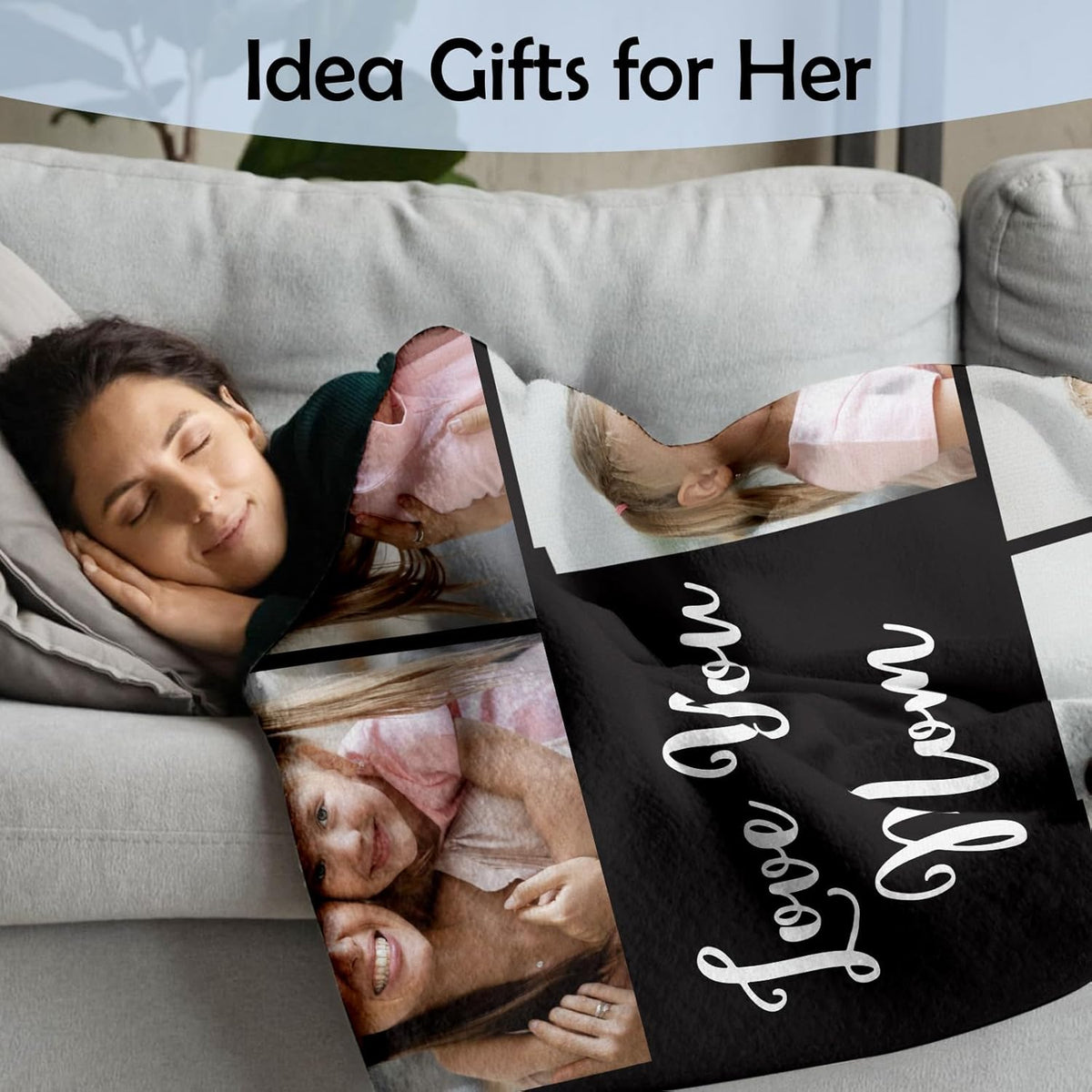 Mothers Day Birthday Gifts for Mom Custom Blanket with Pictures Text Personalized Flannel Photo Blankets Customized Throw Gift for Women