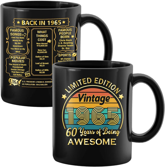 60th Birthday Gifts for Women Men, 60th Birthday Gifts for Him, 1965 Birthday Gifts for Women Men, 60 Years Old Gifts, 1965 Birthday Gifts for Her Him, 60th Birthday Presents Coffee Mug