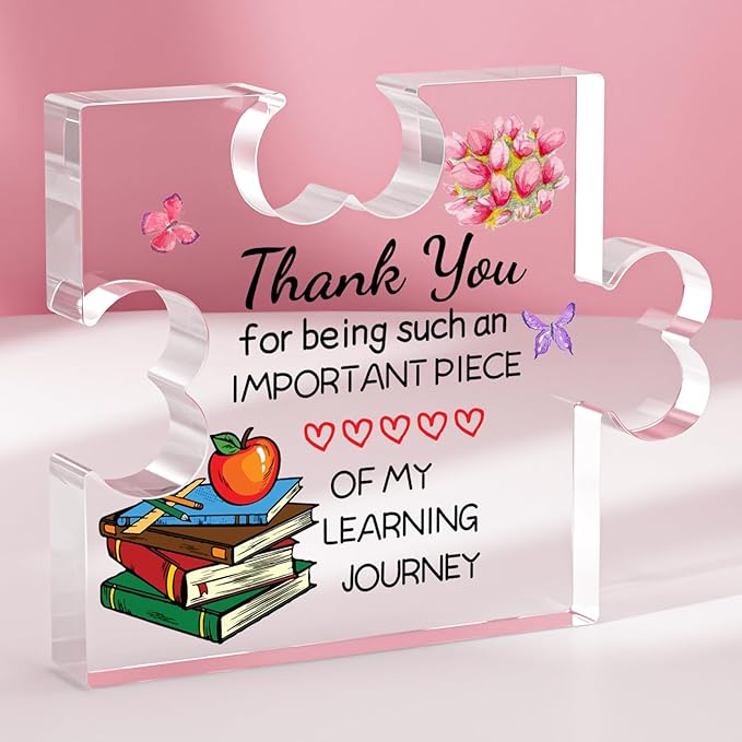 Teacher Appreciation Gifts, Teacher Gifts Acrylic Plaque, Thank You Graduation Valentines Day Christmas Gifts for Her Women Friends Teacher Classmate Study Partner Roommate