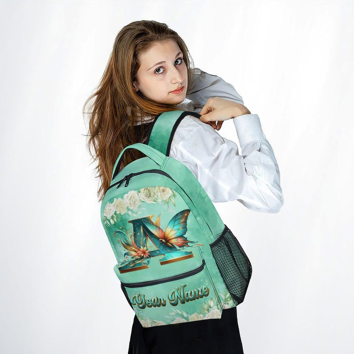 Girls Backpack - Personalized Butterfly Backpacks with Name/Initials for Kids Toddlers - Custom Bookbag Gifts for Daughter/Child - Lightweight School Bag for Kindergarten/Preschool/Elementary