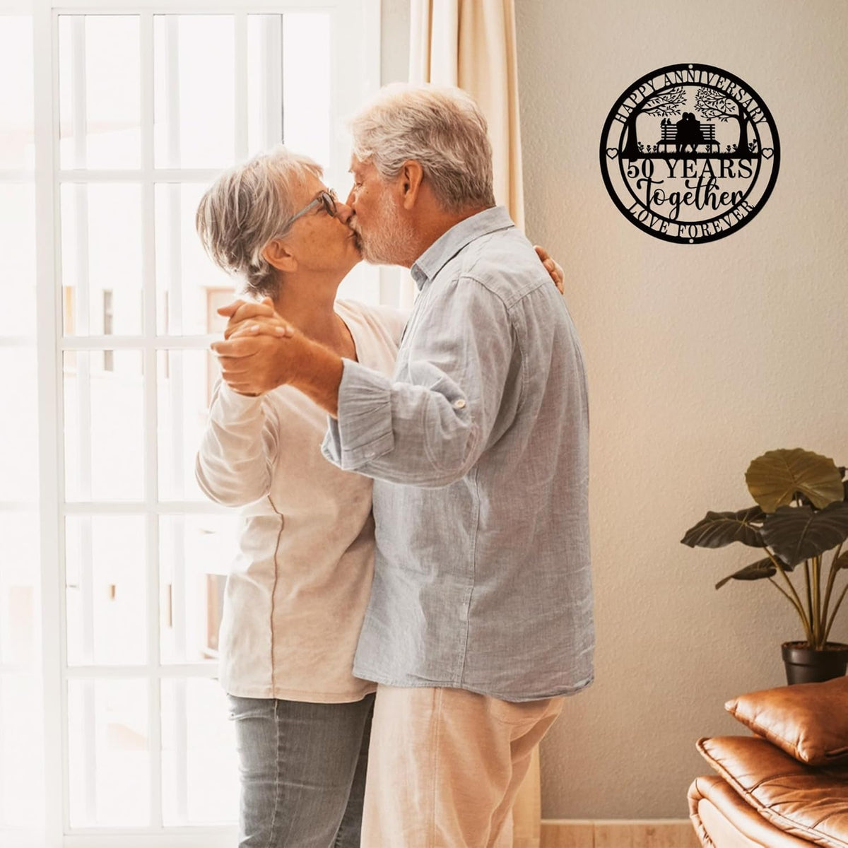 Anniversary Wedding Gifts for Couple, Parents, Friends,Happy 50th Anniversary Wedding Gifts, Golden Anniversary Decorations