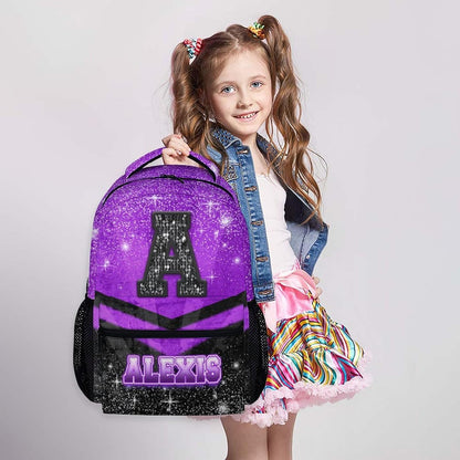 Backpack for Girls Boys Kindergarten, Personalized Cheerleader Schoolbag for Kids Preschool Primary, Lightweight Black Glitter Custom Initial Name Cheer Bookbag for School Travel Hiking 71mQ3MmJJ9L._AC_SL1500.jpg