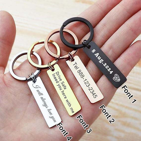 Customized Double Sided Keychain - Personalized Engraved Text/Number/Name Keychain, Custom Key chain Gift for Boyfriend