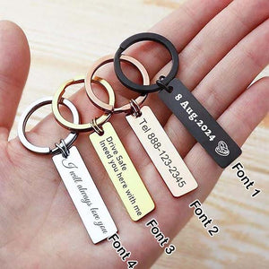 Customized Double Sided Keychain - Personalized Engraved Text/Number/Name Keychain, Custom Key chain Gift for Boyfriend