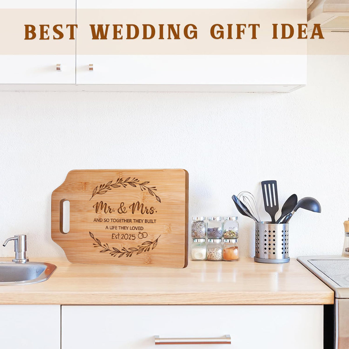 Wedding Gifts for Couple 2025, Mr and Mrs Wedding Cutting Board, Engagement Bridal Shower Marriage Gifts for Newlyweds, Couples, Bride to Be