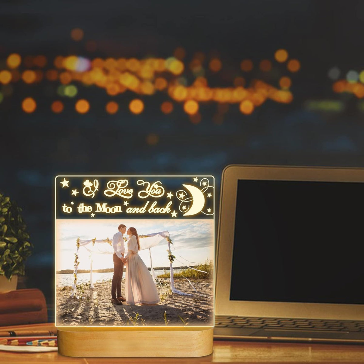 Light up Picture Frame, I Love You Acrylic Photo Frame with Night Light Desktop Decor Best Gifts for Lover Couple Wife Girl Friends Valentine's Day Anniversary Birthday Wedding Present