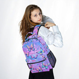 Girls Backpack, Personalized Butterfly Backpacks for Kids, Toddler Bookbag for Elementary Preschool Kindergarten, Custom School Bag with Name