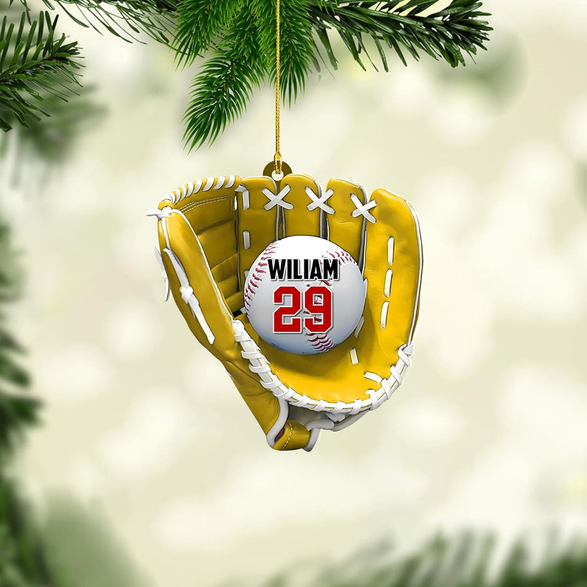 Personalized Baseball Ornaments for Boy - Custom Baseball Player Gift - Catcher, Bag, Mitt Glove Gifts