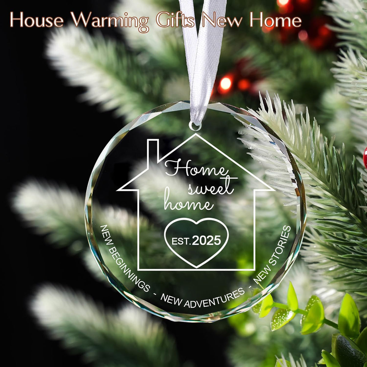 House Warming Gifts New Home 2025, Home Sweet Home New Home Gifts Ideas for Couple, Women, Men, New Homeowner, Housewarming Gift New Apartment - Glass Christmas Ornament
