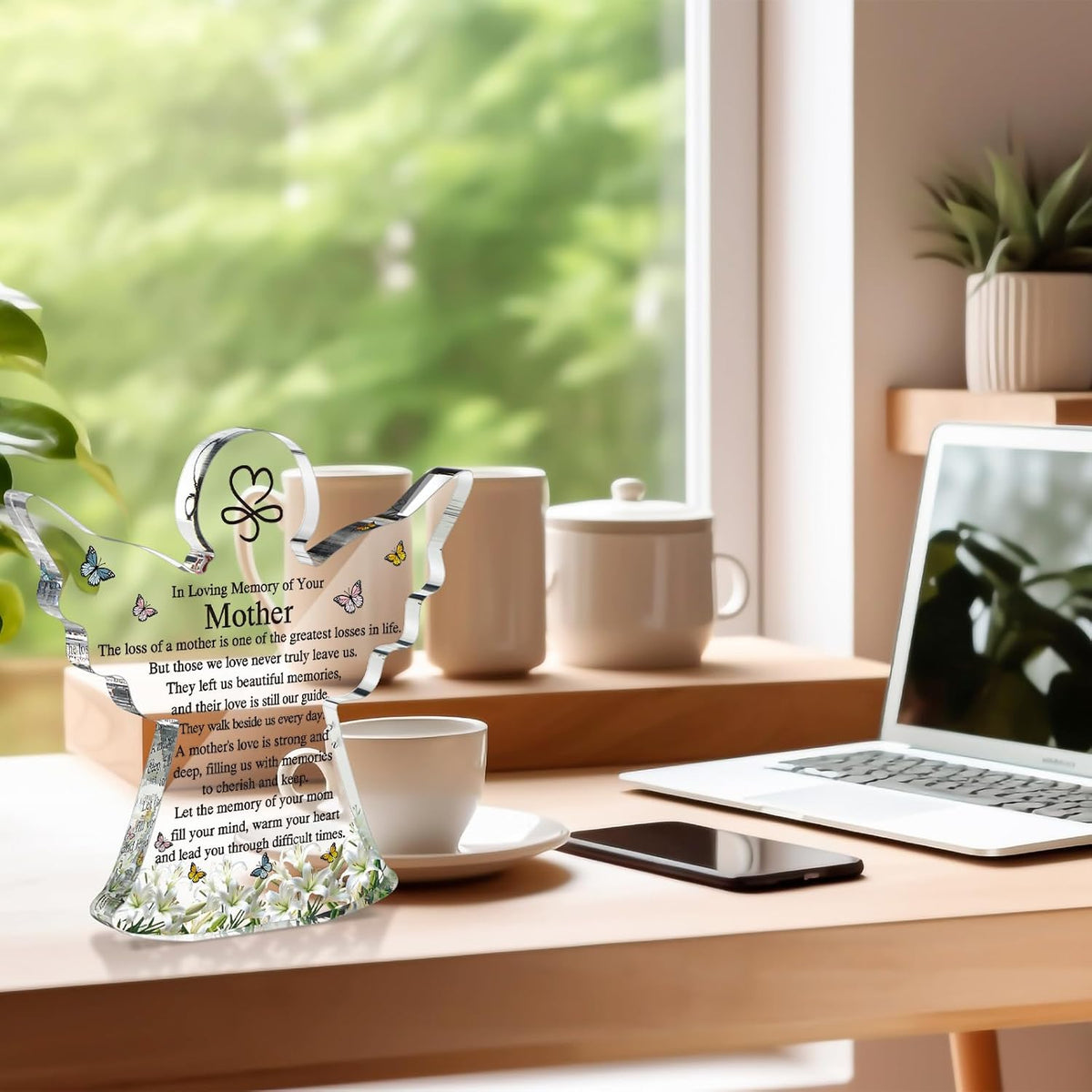 Sympathy Bereavement Gift Angel Red Cardinal Acrylic Memorial Gift for Loss of Loved One Remember Me Grieving Keepsake for Mom Dad Grandma Friend(Mom)