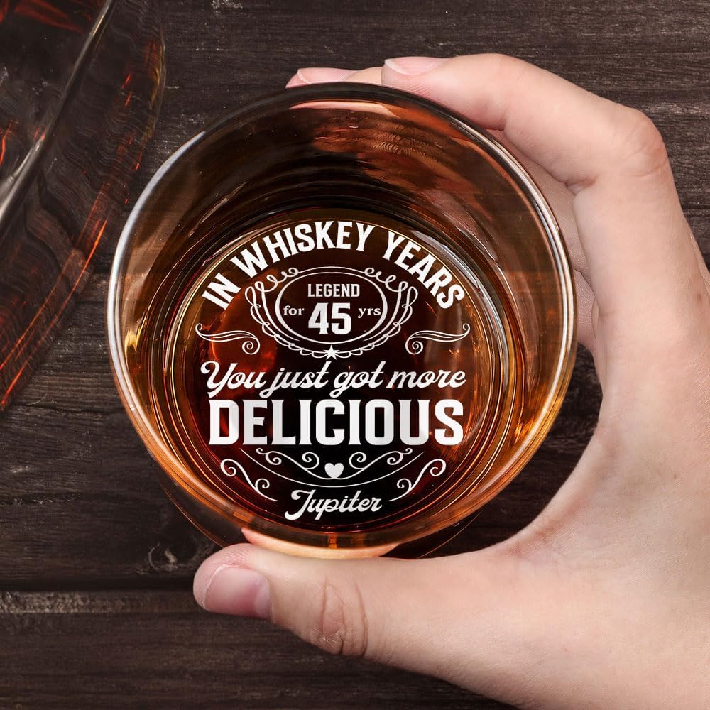 Personalized Husband Gifts - Father's Day Gift For Husband, Hubby, Boyfriend From Wife, Wifey - You Just Got More Delicious Whiskey Glass - Wedding Anniversary Gifts For Men