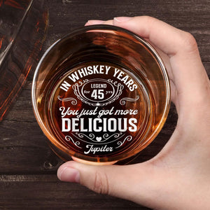 Personalized Husband Gifts - Father's Day Gift For Husband, Hubby, Boyfriend From Wife, Wifey - You Just Got More Delicious Whiskey Glass - Wedding Anniversary Gifts For Men