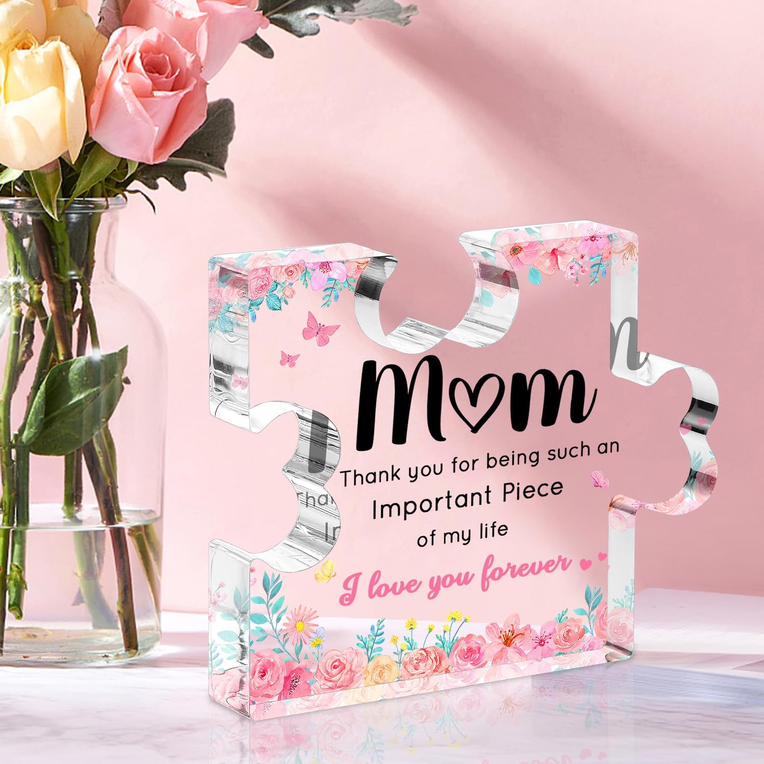 Mothers Day Gifts for Mom From Son Daughter, Mothers Birthday Gift Ideas - Acrylic Puzzle Piece Plaque inches, Birthday Valentine's Day Christmas Mother's Day Gift for Mom