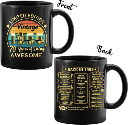 70th Birthday Gifts for Women Men, 70th Birthday Gifts for Him, 1955 Birthday Gifts for Women Men, 70 Years Old Gifts, 1955 Birthday Gifts for Her Him, 70th Birthday Presents Coffee Mug