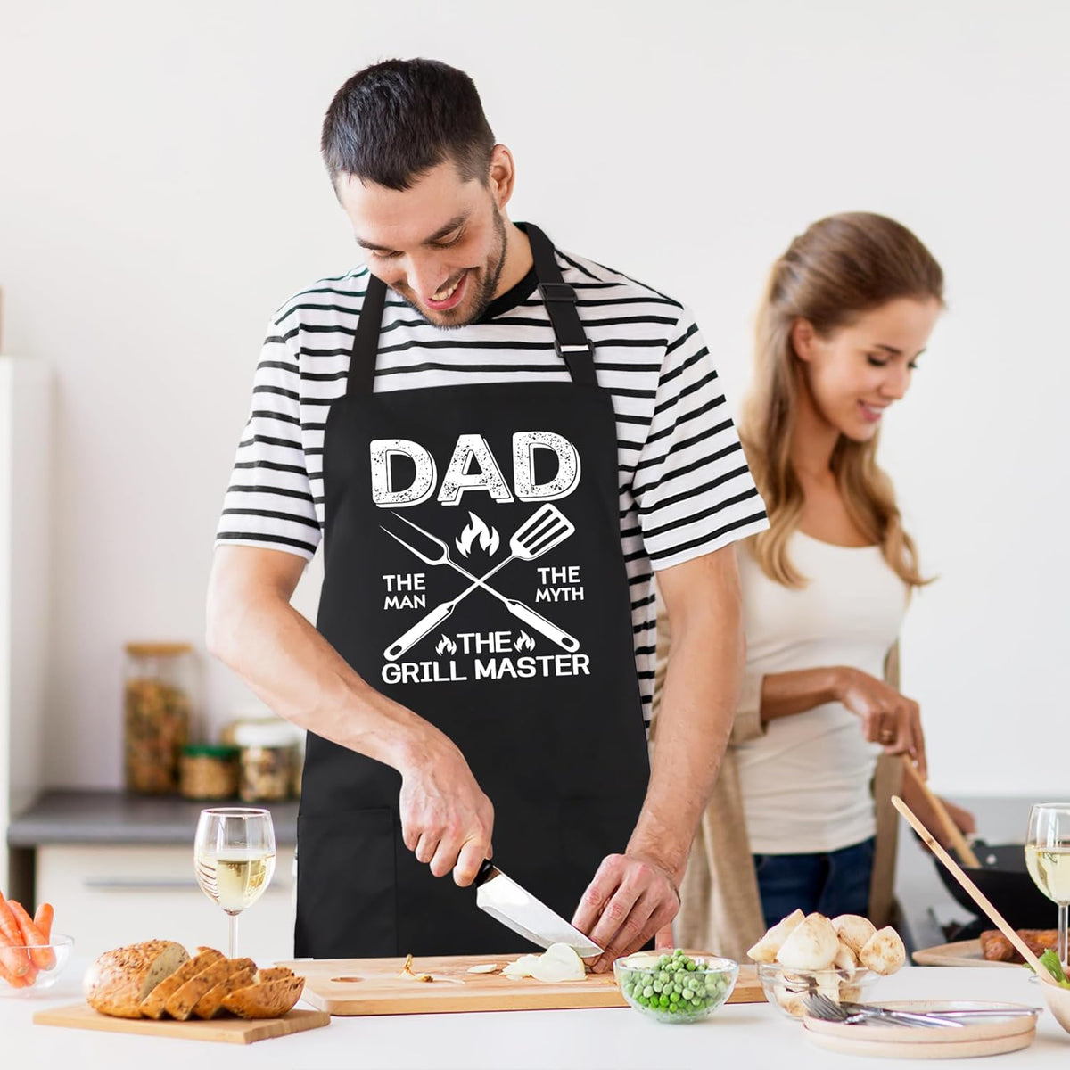 Grill Aprons for Men Dad - Mens Funny Chef Cooking Grilling BBQ Apron - Father's Day Apron for Dad