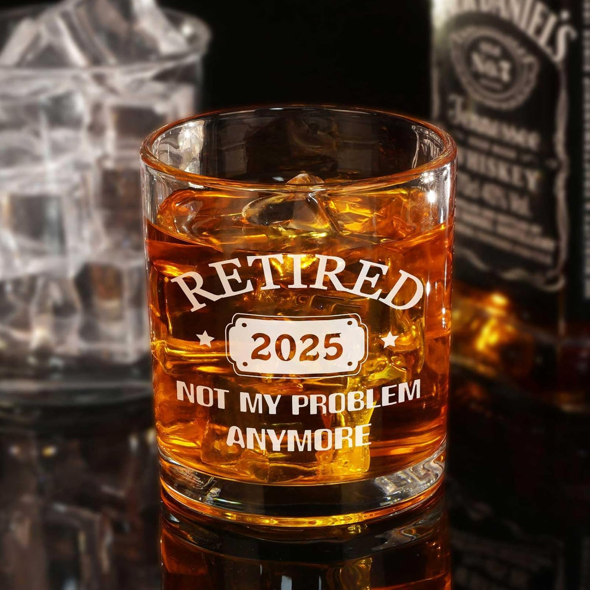 Retirement Gifts for Men, Retired 2025 Not My Problem Anymore Whiskey Glass, Funny Retired Gifts for Boss Coworker Husband Teacher Friends Dad Grandpa, Retired Old Fashioned Glass