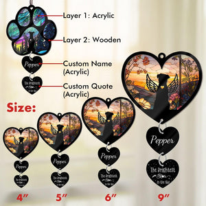 Custom Dog Memorial Suncatcher - Personalized Dog Memorial Gift, Custom Pet Memorial Gift for Loss of Dog, Stained Glass Acrylic Sympathy, Hanging Garden Decor with Paw