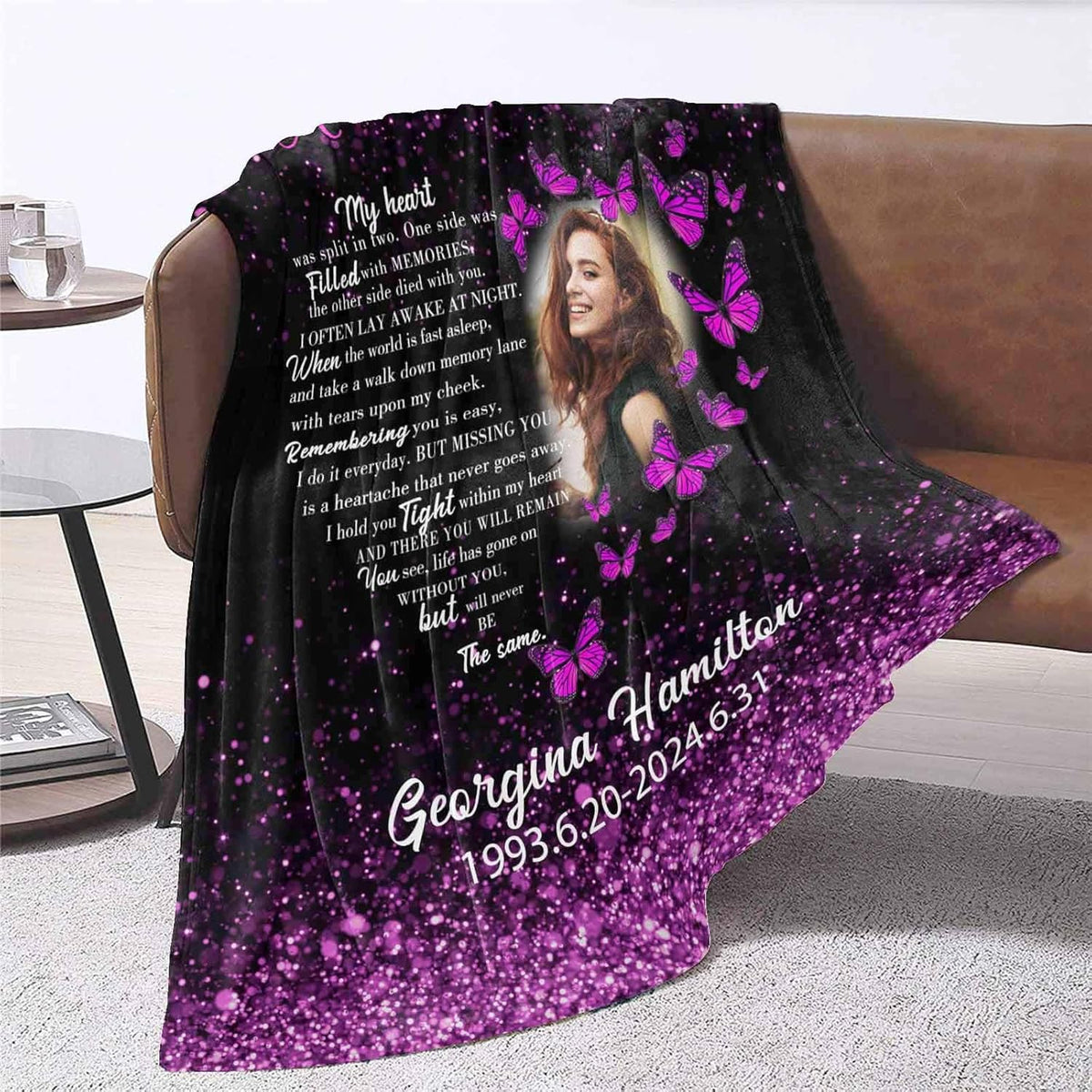 Custom Memorial Photo Blankets | in Memory of Loved One | Sympathy Gifts for Loss of Mother Father Husband Grandma Son | Bereavement Grief Gifts