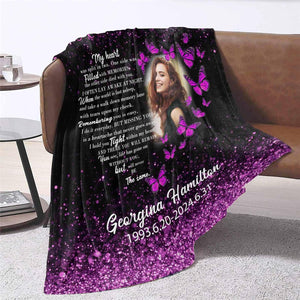 Custom Memorial Photo Blankets | in Memory of Loved One | Sympathy Gifts for Loss of Mother Father Husband Grandma Son | Bereavement Grief Gifts