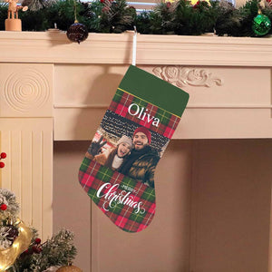 Personalized Photos Christmas Stocking with Name Custom Christmas Stocking Sugarplum Xmas Stocking for Kids Family Customized Stocking for Fireplace